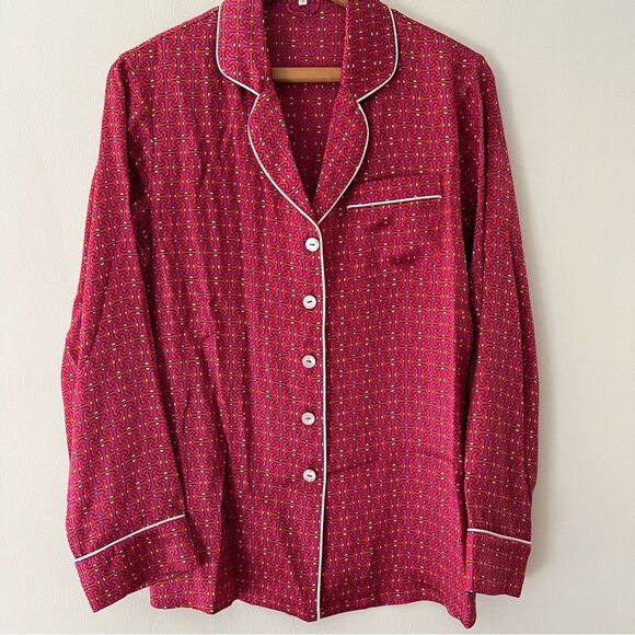 Olivia Von Halle Silk Pajama Top Blouse Pink Size Medium - Picture 1 of 8